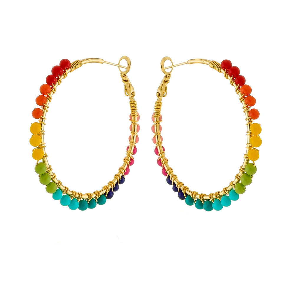 Rainbow summer hoop golden earrings - Image 3