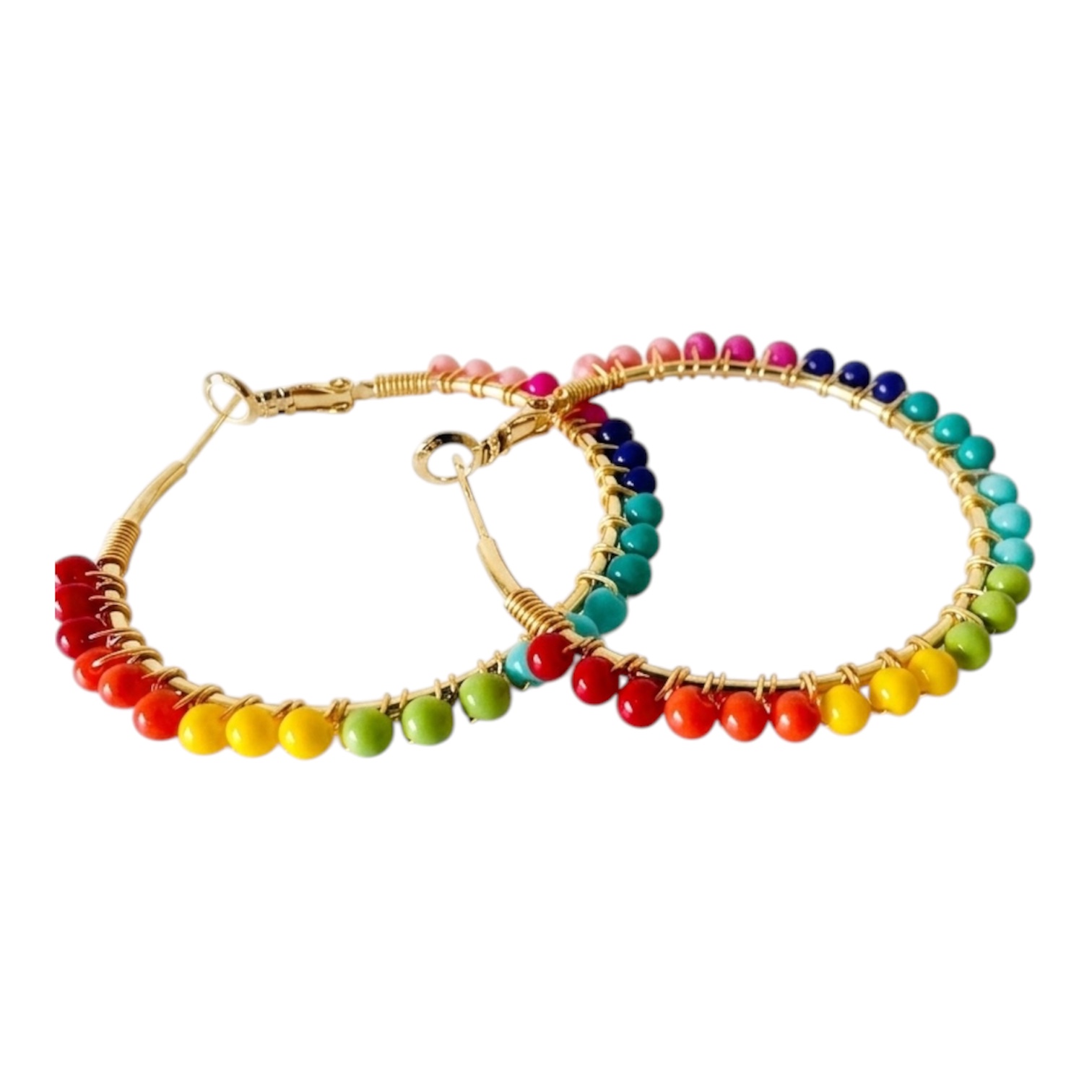 Rainbow summer hoop golden earrings - Image 2