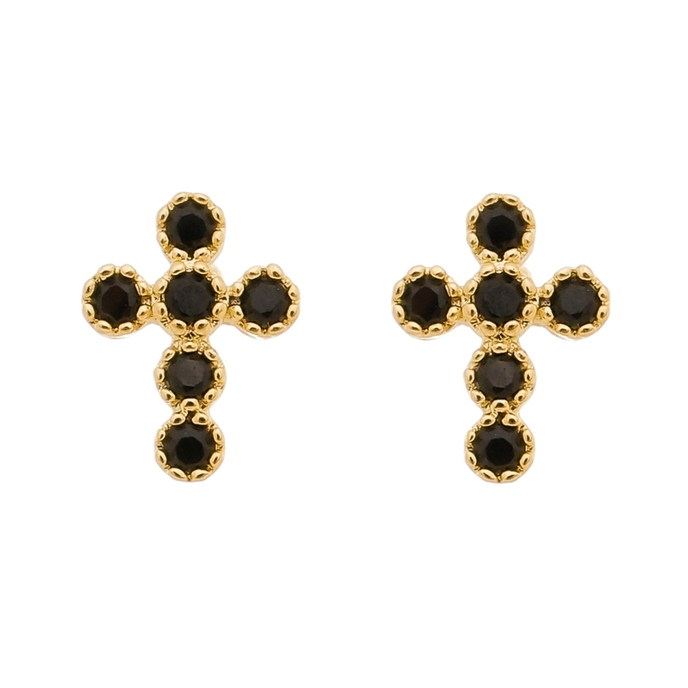 Onyx cross-shaped earrings