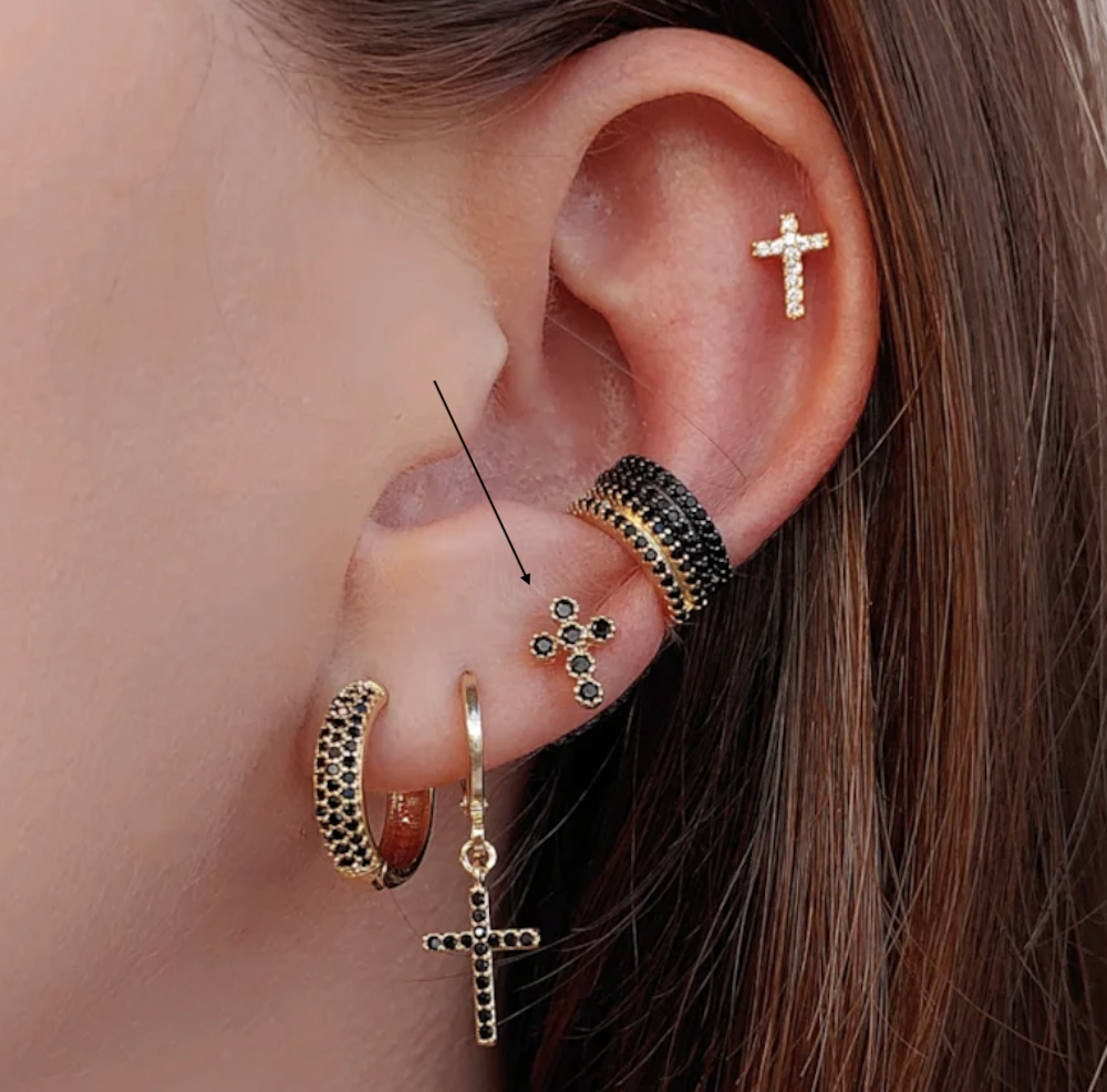 Onyx cross-shaped earrings - Image 2